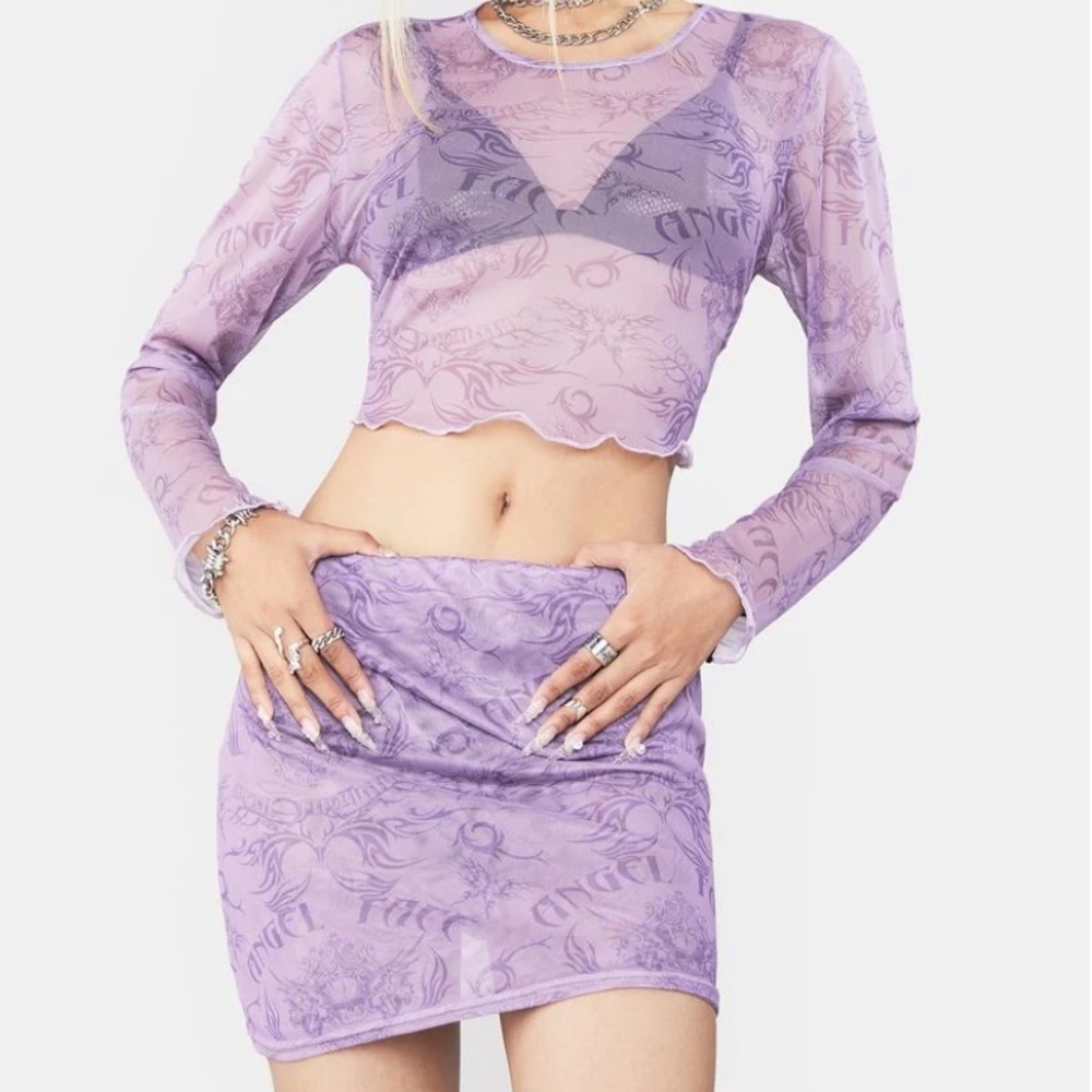 New Girl Order Dolls Kill Angel Face Mesh Skirt Set UK 8/S
